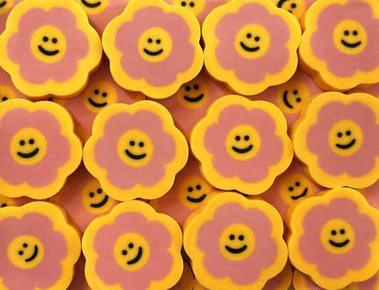 mini flower erasers happy face flowers