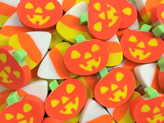 halloween candy corn pumpkin mini erasers for kids