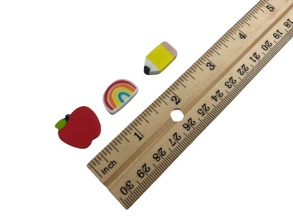 Mini Eraser Assortment: Apples, Pencils and Rainbows