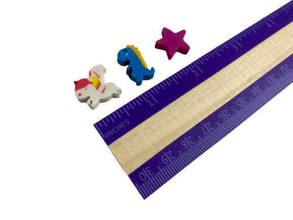 Kawaii mini erasers: unicorns, stars, rainbows, dinosaurs