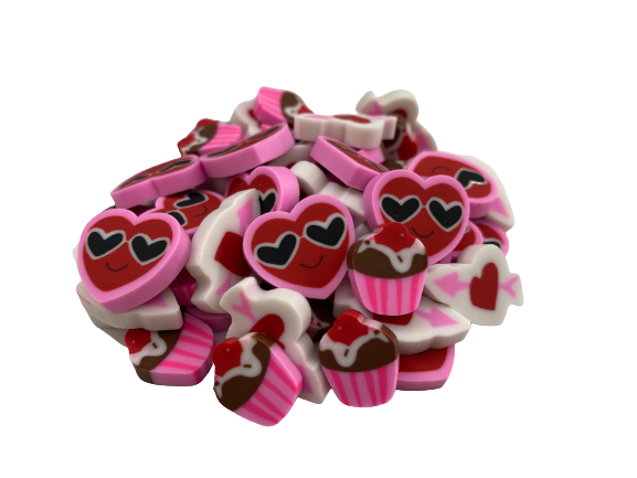 mini heart erasers