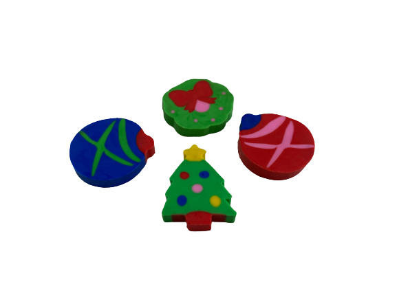mini christmas ornaments erasers