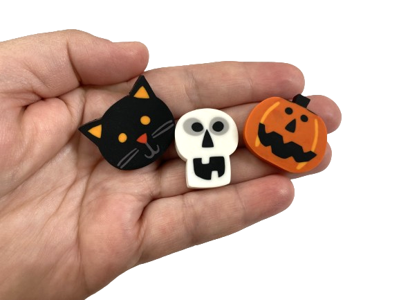 happy halloween mini erasers for kids pumpkin cat skull skeleton