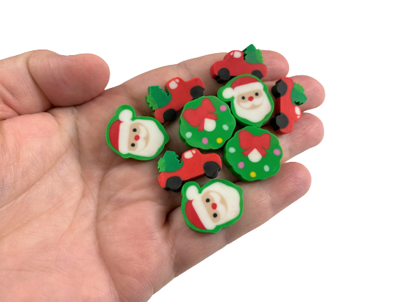 North Pole Eraser Set~ Set of 5 Erasers Christmas Wreath Santa