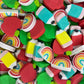 Mini Eraser Assortment: Apples, Pencils and Rainbows